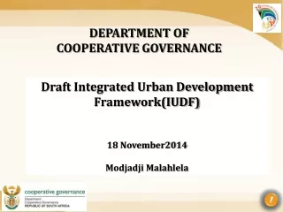 DEPARTMENT OF  COOPERATIVE GOVERNANCE