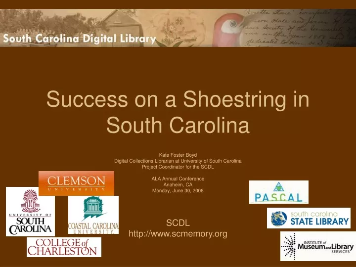 success on a shoestring in south carolina