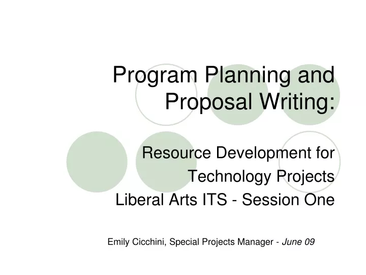 program planning and proposal writing