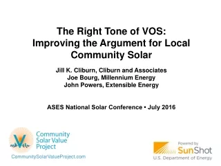 The Right Tone of VOS: Improving the Argument for Local Community Solar