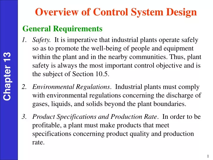 overview of control system design