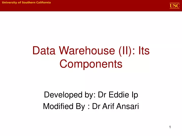 data warehouse ii its components
