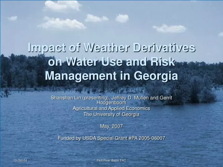 impact of weather derivatives on water use and risk management in georgia
