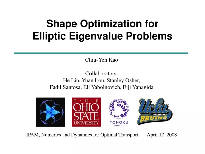 shape optimization for elliptic eigenvalue