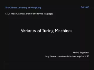 CSCI 3130: Automata theory and formal languages