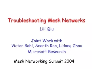 Troubleshooting Mesh Networks