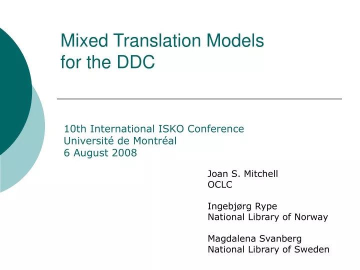 mixed translation models for the ddc