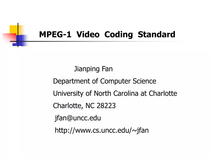 mpeg 1 video coding standard