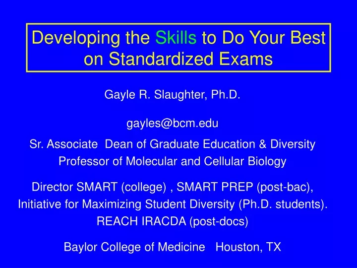 developing the skills to do your best on standardized exams