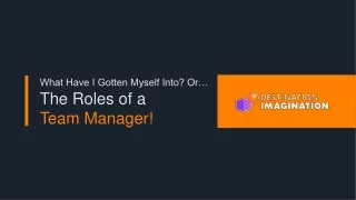 The Roles of a Team Manager!