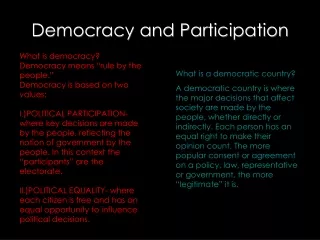 Democracy and Participation