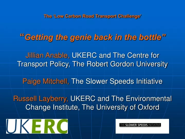 the low carbon road transport challenge getting