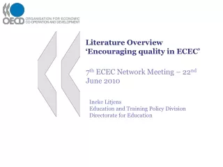 Literature Overview ‘Encouraging quality in ECEC’