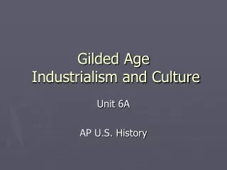 Gilded Age  Industrialism and Culture