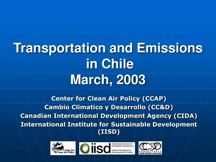 transportation and emissions in chile march 2003