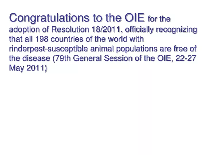 congratulations to the oie for the adoption