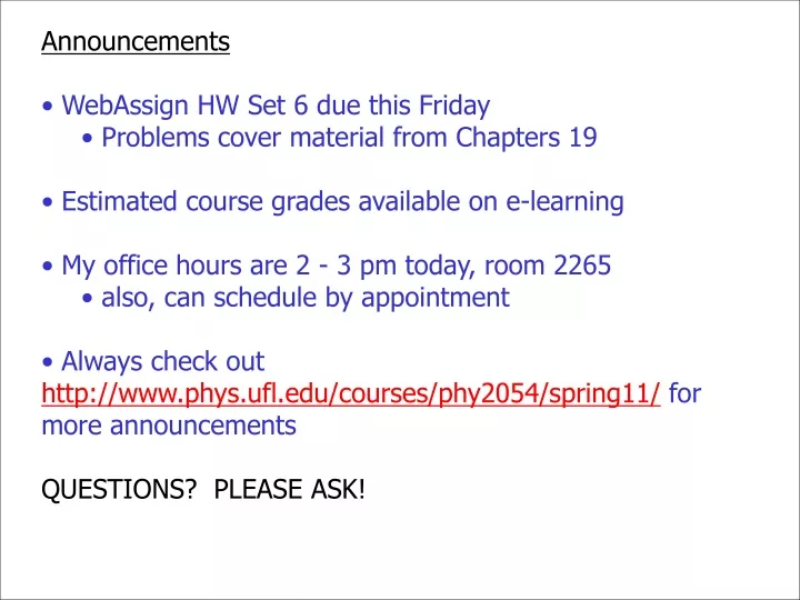 announcements webassign hw set 6 due this friday