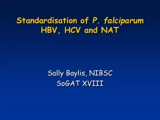 Standardisation of  P. falciparum  HBV, HCV and NAT