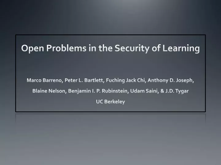 open problems in the security of learning