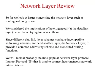 Network Layer Review