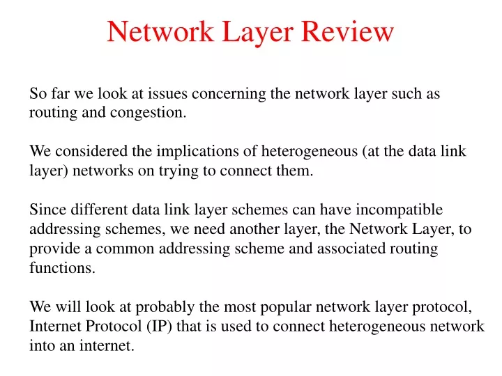 network layer review