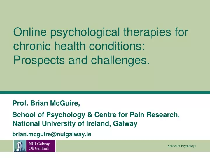 online psychological therapies for chronic health conditions prospects and challenges