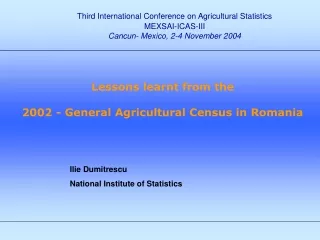 Ilie Dumitrescu National Institute of Statistics