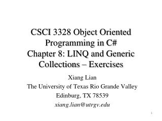 CSCI  3328 Object Oriented Programming in C#  Chapter 8: LINQ and Generic Collections – Exercises