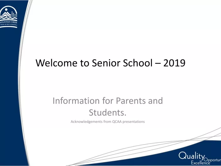 welcome to senior school 2019