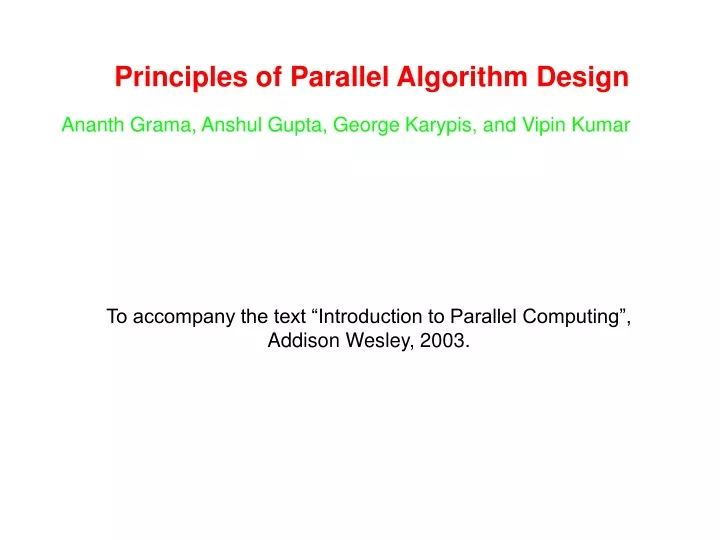 principles of parallel algorithm design