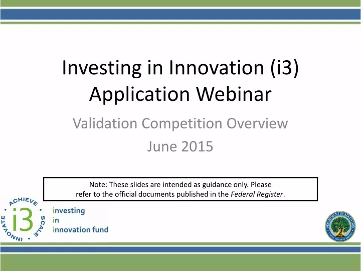 investing in innovation i3 application webinar