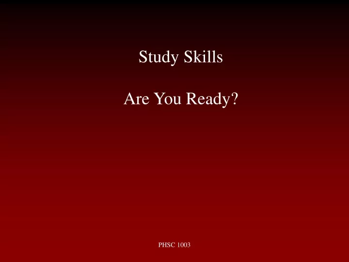 study skills are you ready