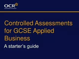 Controlled Assessments for GCSE Applied Business