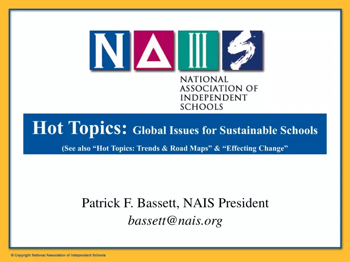 hot topics global issues for sustainable schools