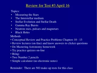 Review for Test #3 April 16