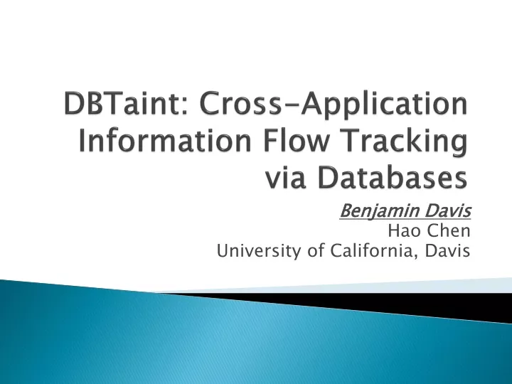 dbtaint cross application information flow tracking via databases