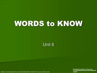 WORDS to KNOW
