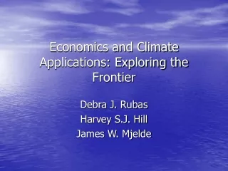 Economics and Climate Applications: Exploring the Frontier