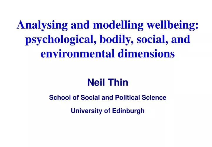 analysing and modelling wellbeing psychological