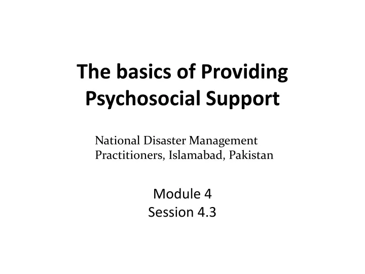 the basics of providing psychosocial support