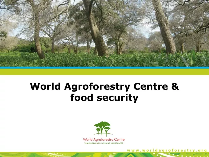 world agroforestry centre food security