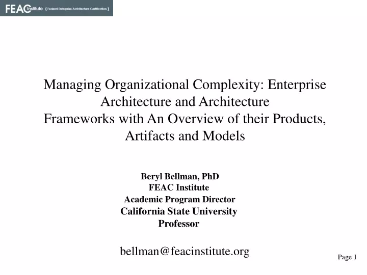 managing organizational complexity enterprise