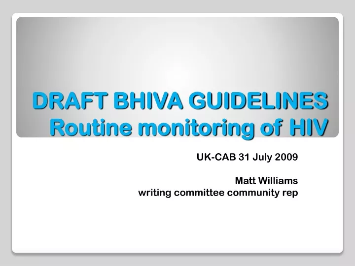 draft bhiva guidelines routine monitoring of hiv