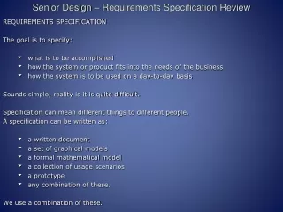 Senior Design – Requirements Specification Review