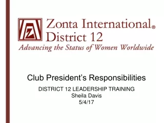 Club President’s Responsibilities