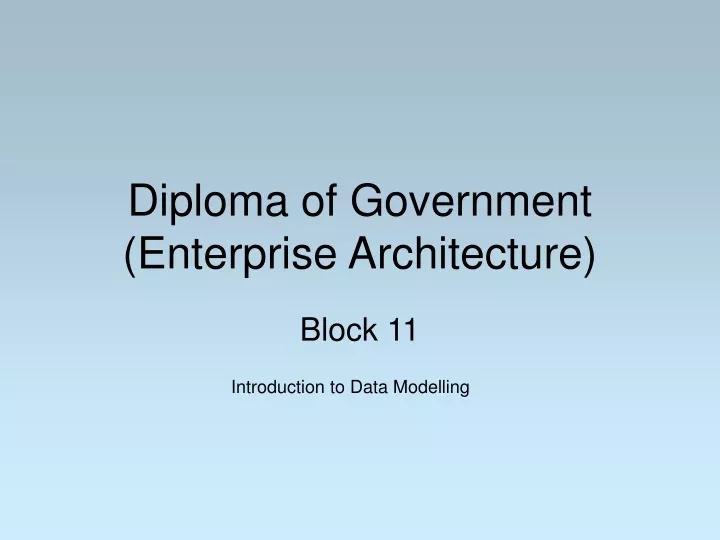 diploma of government enterprise architecture