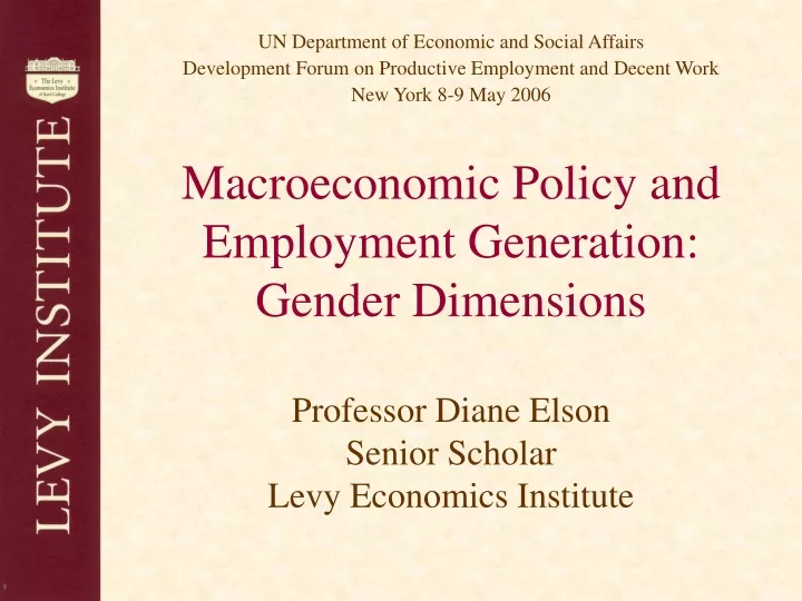 macroeconomic policy and employment generation gender dimensions