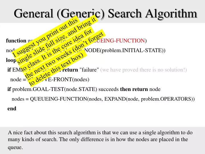 general generic search algorithm