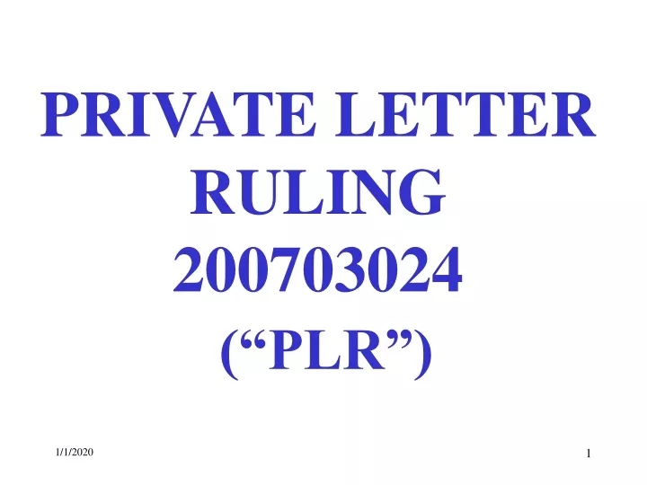 private letter ruling 200703024 plr