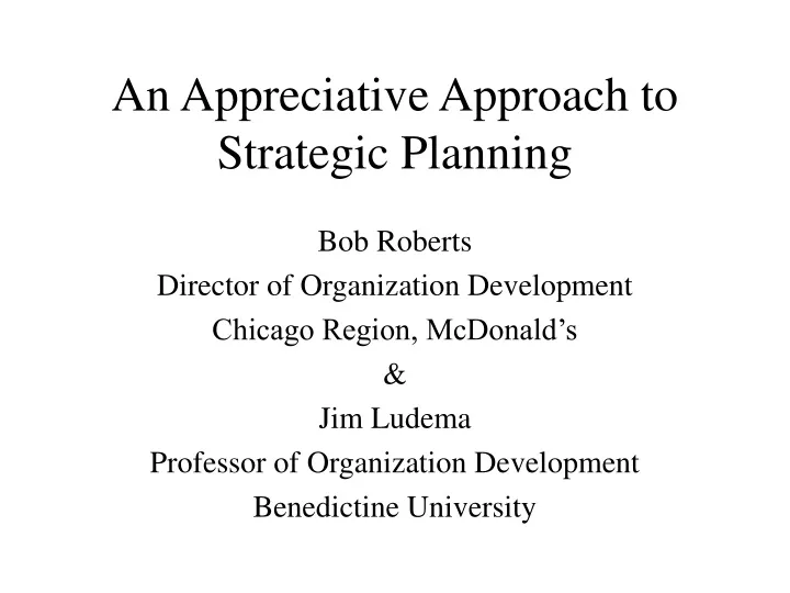 an appreciative approach to strategic planning